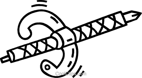 Dagger Royalty Free Vector Clip Art Illustration - Line Art (480x264)
