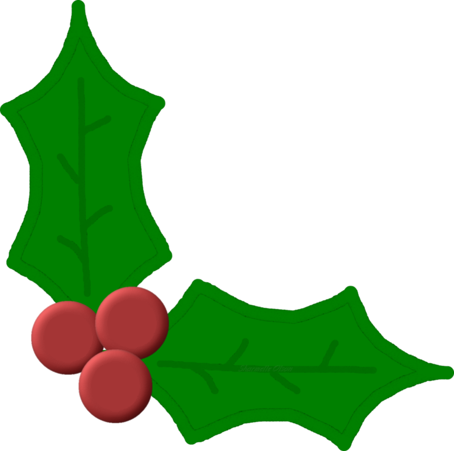 Christmas Two Leaf Holly By Sharmelle - Christmas Two Leaf Holly By Sharmelle (896x891)