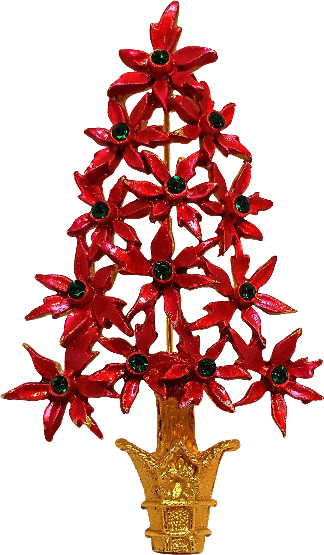 Mylu Red Poinsettia Christmas Tree Pin Rhinestone - Mylu Red Poinsettia Christmas Tree Pin Rhinestone (1887x1887)