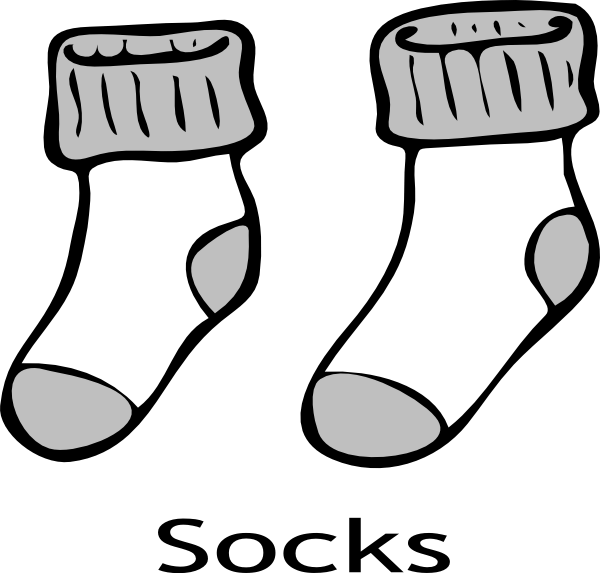 Fall Socks Cliparts - Socks Clipart Black And White (600x573)