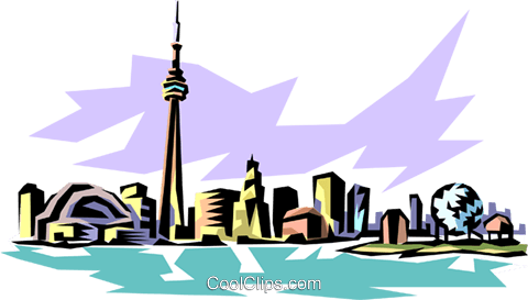 Toronto Skyline Royalty Free Vector Clip Art Illustration - Toronto Skyline Black And White (480x273)