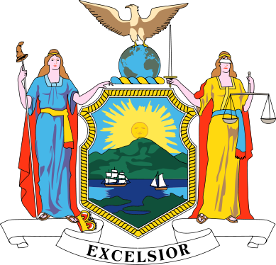 New York State Coat Of Arms Excelsior Untapped Cities - Ny State Court Seal (389x374)