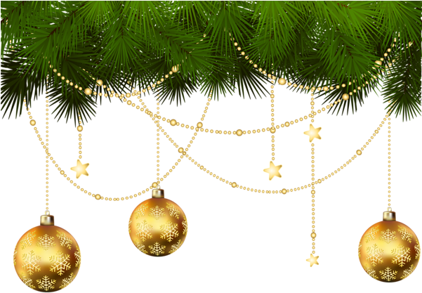 Pine Branches And Christmas Ornaments Transparent Png - Christmas Tree Branche Png (600x424)
