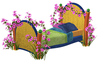 Bed Spring Wood Sleep Out Garden Pink Blos - Literacy (408x340)
