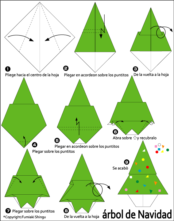 Origami Rbol De Navidad Arbol De Navidad De Origami - Make A Origami Christmas Tree (567x721)