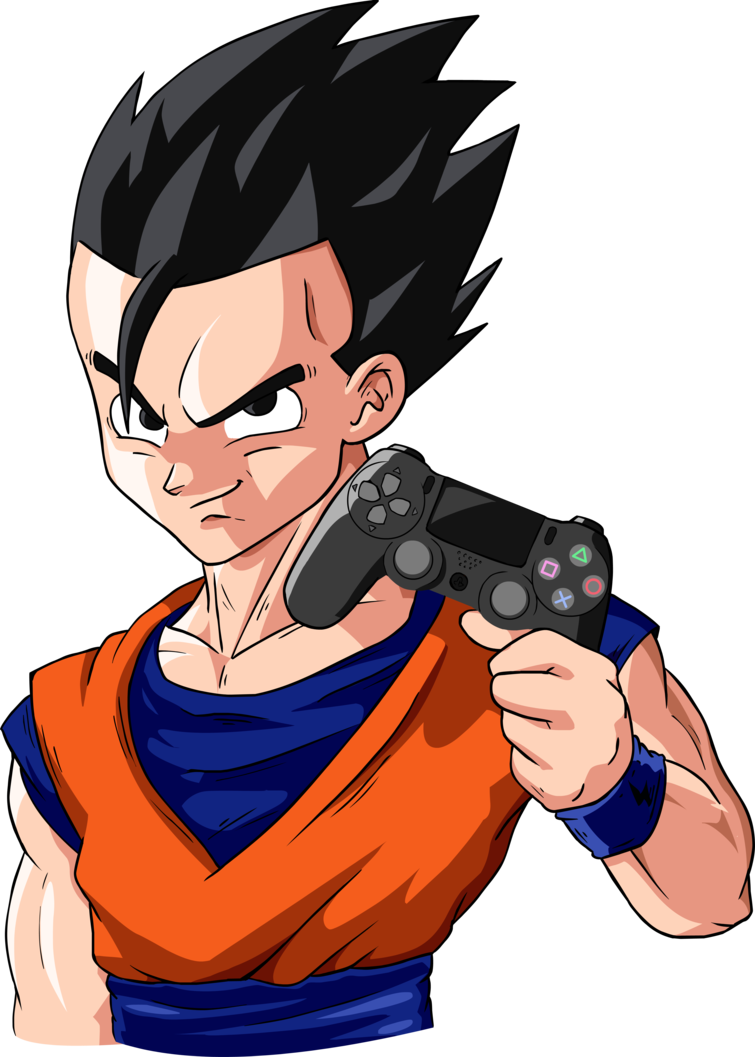 Ultimate Gohan Holding Ps4 Controller By Blastycone - Playstation 4 (755x1057)