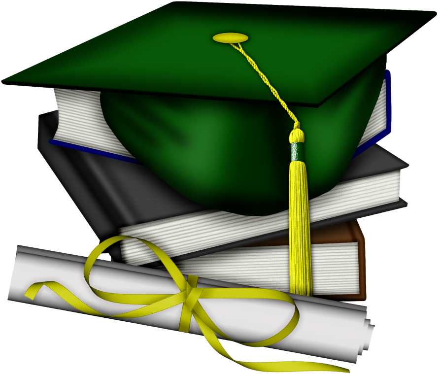 Graduation Clipart Green And Gold Hat John F - Free Graduation Clip Art (900x774)