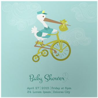 Baby Shower Or Arrival Card With Stork - Parrot (400x400)