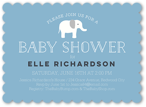 Boy Elephant Baby Shower Invitation - Baby Shower (500x365)