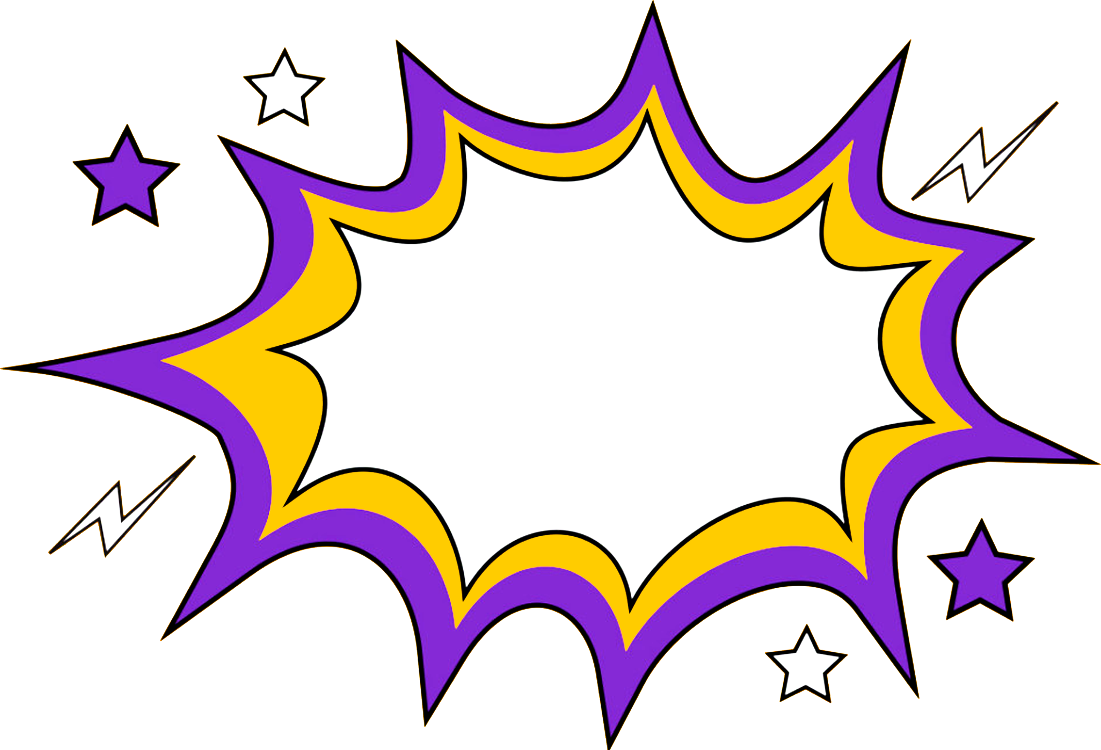 Comic Book Comics Pop Art Illustration - Violet Yellow Border Png (3683x2510)