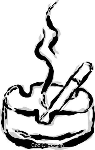 Cigarette And Ashtray Royalty Free Vector Clip Art - Ashtray With Cigarette Drawing (306x480)