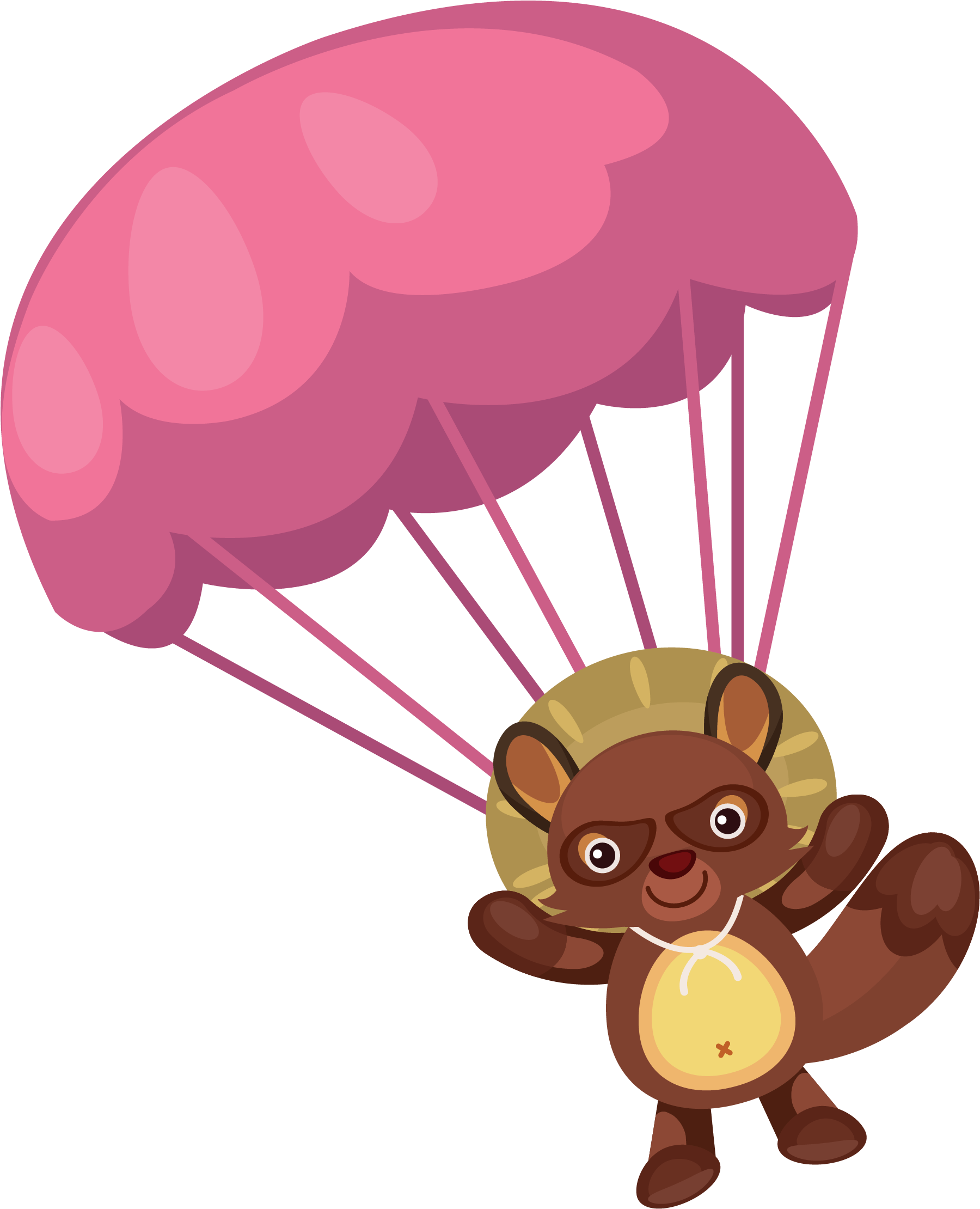 Raccoon Parachute Hat Clip Art Vector Bear And Balloon - Balloon (2480x2480)