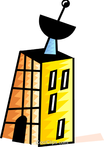 Apartment Building With Satellite Dish Royalty Free - Building With Satellite Dish Clipart (340x480)