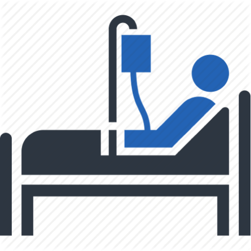 The Average Stay In The Hospital Is Around Four Days - Patient In Bed Icon (493x493)