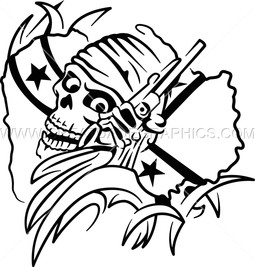 Confederate Skull Gun - Tribal Salamandre Et Fleur (825x865)