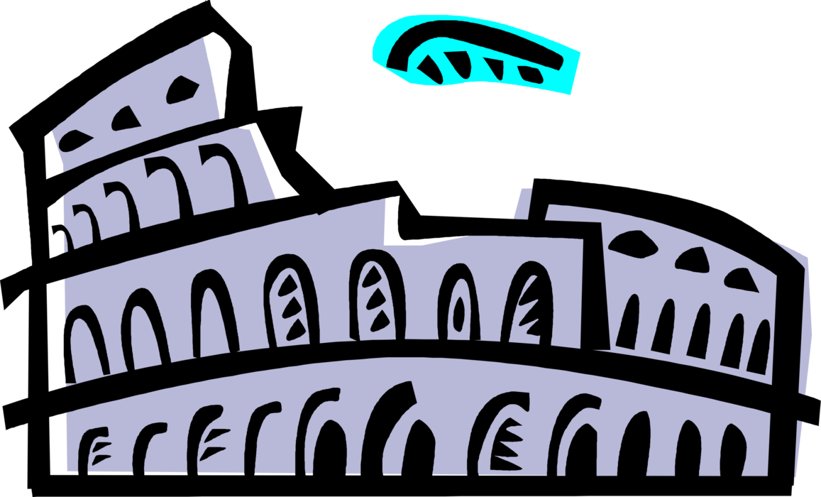 Vector Illustration Of Roman Forum Colosseum Or Coliseum - Vector Illustration Of Roman Forum Colosseum Or Coliseum (1157x700)