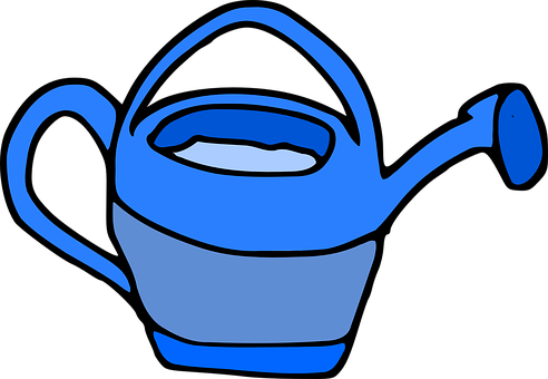 Watering Can Blue Watering-can Watering Po - Blue Watering Can Clipart (492x340)