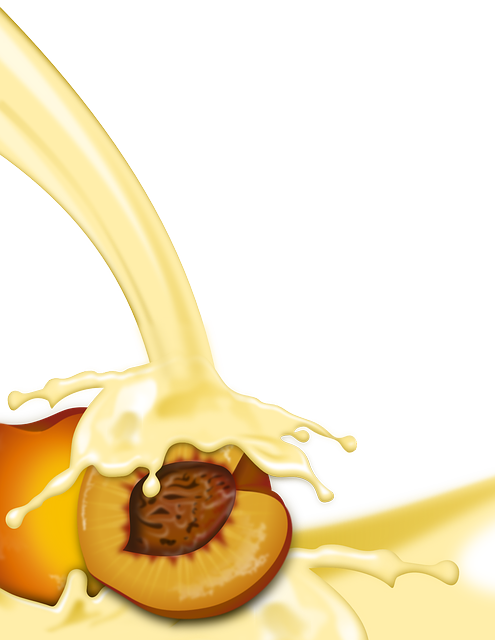 Fruit, Pour, Free, Milk, Peach, Beverage, Peaches - Milk Vector (495x640)