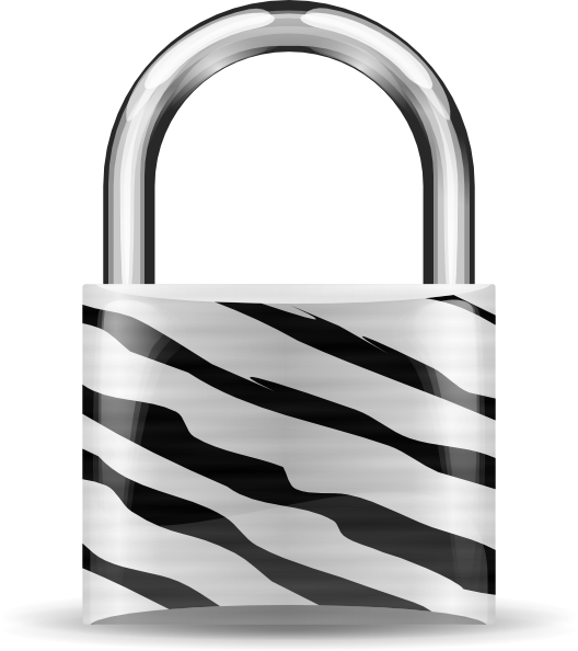 Padlock Zebra Clip Art At Clker - Lock Images Black And White (528x594)