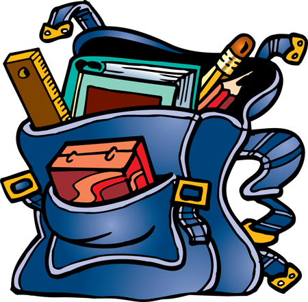 Back To School Clipart - Put Your Books In Your Bag (450x441)