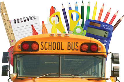 Donation Box With Toys And School Supplies Stock Photo - School Bus With School Supplies (436x300)