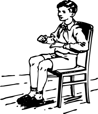 Boy Sitting In Chair Black White Line Art 34 - Sit Down Black And White (333x390)