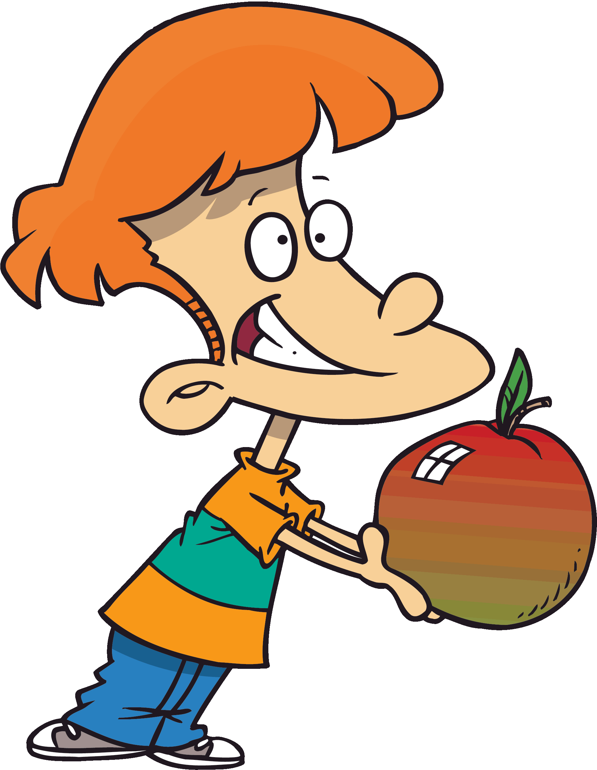 Apple Clipart For Kid - Boy With Apple Clipart (2000x2580)