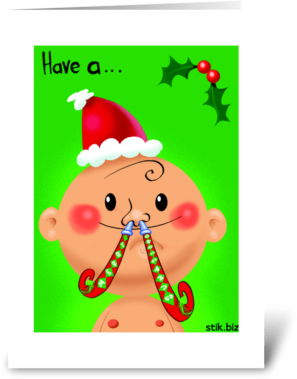 Merry Fat Kid Christmas Greeting Card - Geeignetes Kind Brennt Frohe Weihnachten Auf Karte (700x792)