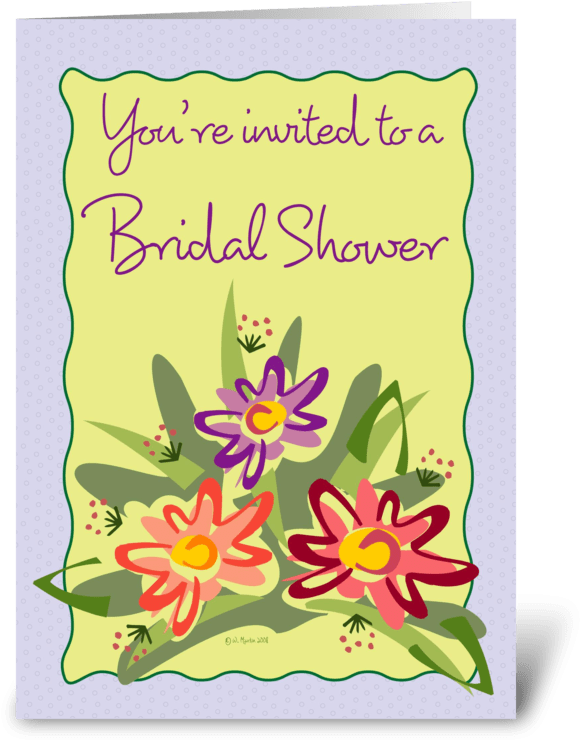 Flower Bouquet Bridal Shower Invite Greeting Card - Lilac Framed Flowers-birthday Card (700x792)