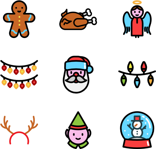 Linear Christmas Ornaments - Dia De Los Muertos Icons Png (600x564)