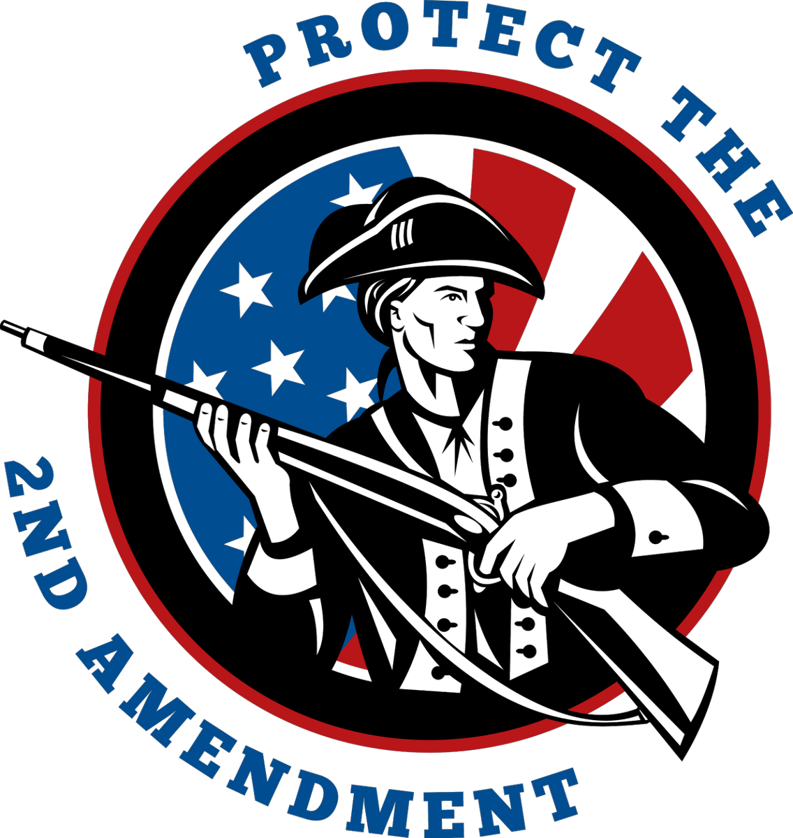 Vector Graphic Design Illustration Of An American Revolutionary - Protect The Second Amendment (1136x1200)