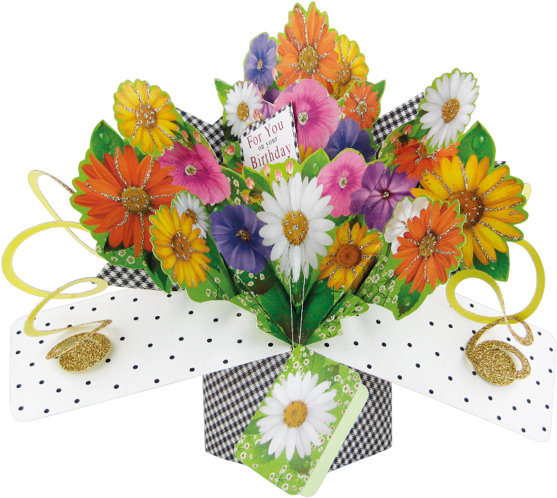 Birthday Flowers Pop-up Greeting Card - 3d Pop Up Birthday Card - Flowers For You (1024x805)