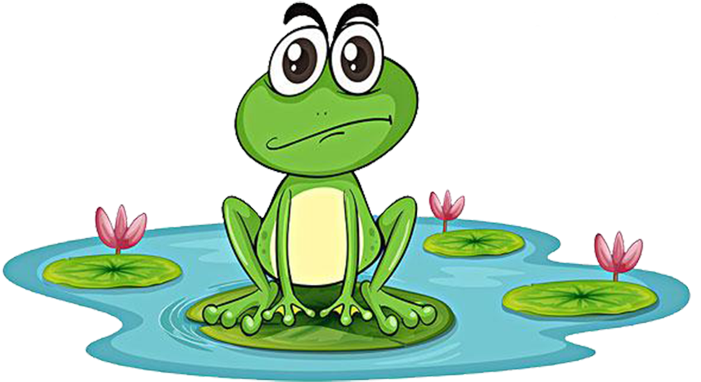 Edible Frog Pond Clip Art - Frog In Pond Cartoon (1026x583)