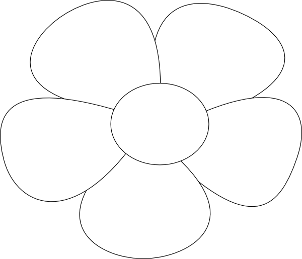 Simple Flower Clip Art At Clker - Five Petals Flower Drawing (600x515)