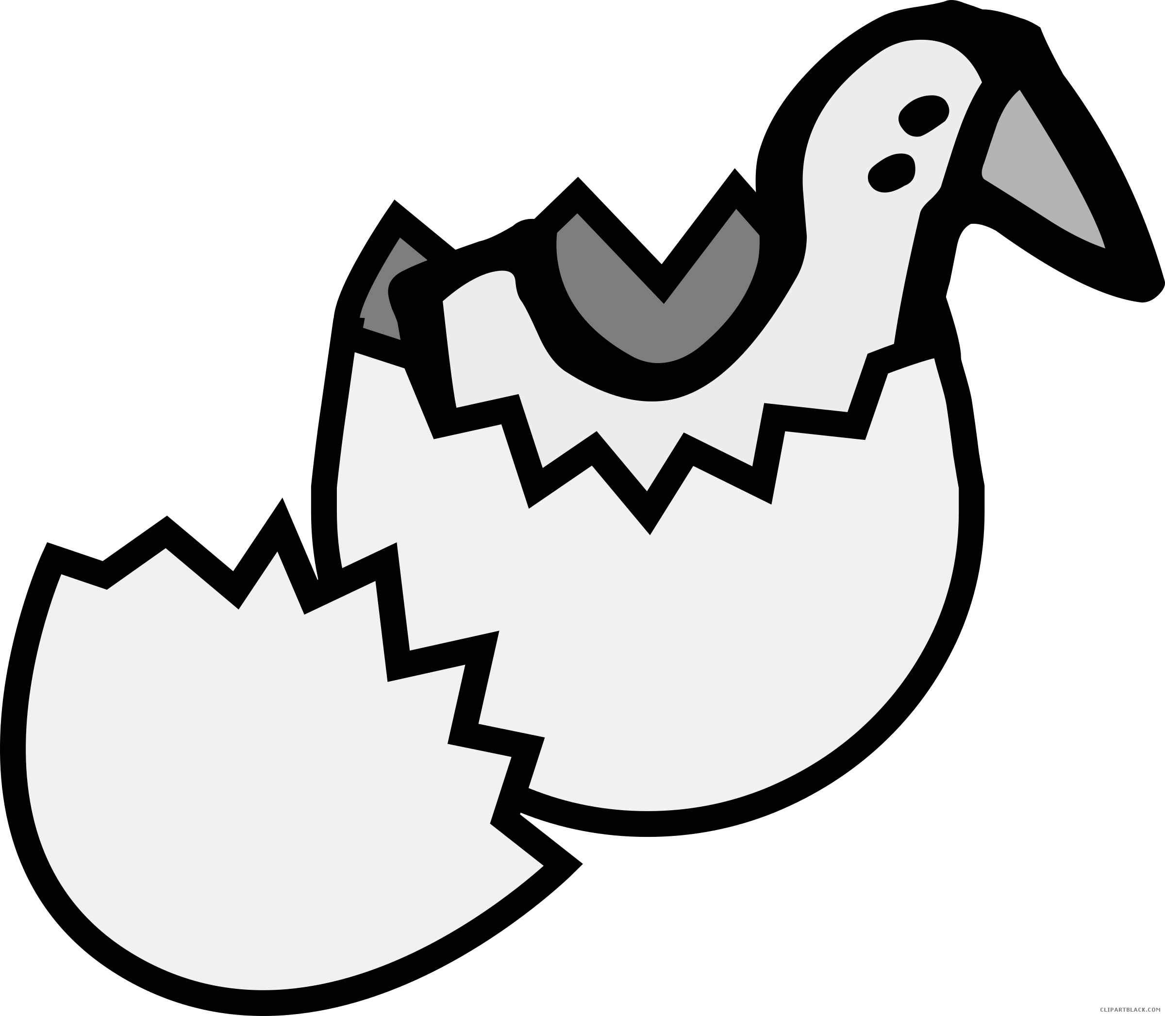 Chick Animal Free Black White Clipart Images Clipartblack - Egg Hatches Cliparts (2400x2093)