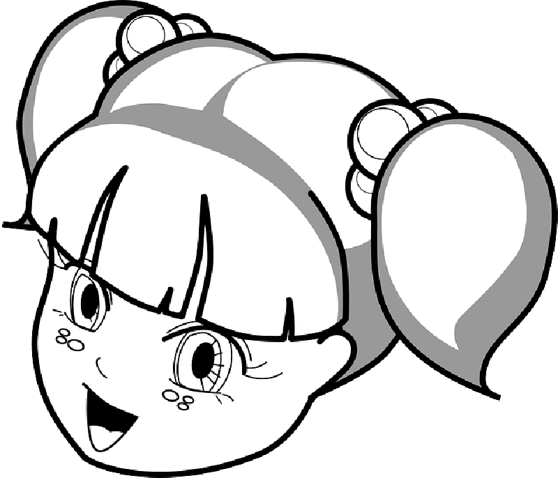 Symbols, Anime, Grass - Smile Girl Cartoon Black And White (800x686)
