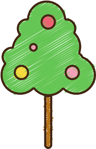 Natural Tree With Fruits - Cartoon (550x550)