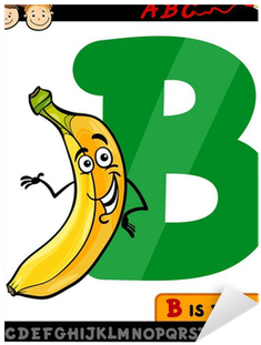 Letter B With Banana Cartoon Illustration Sticker • - Letra B Animada (400x400)