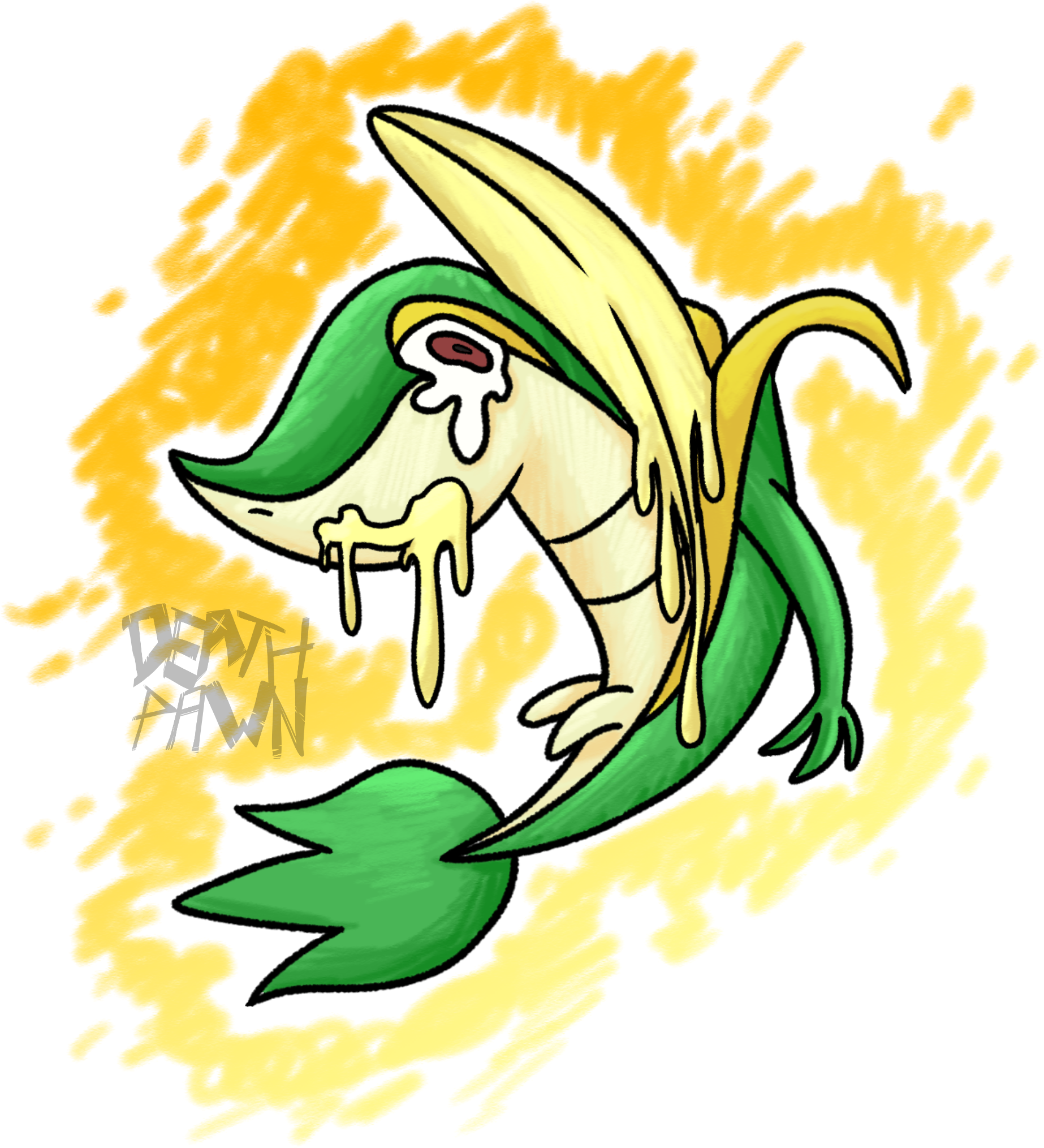 Banana Snivy By Angelica1001 Banana Snivy By Angelica1001 - Snivy Death (1900x2110)