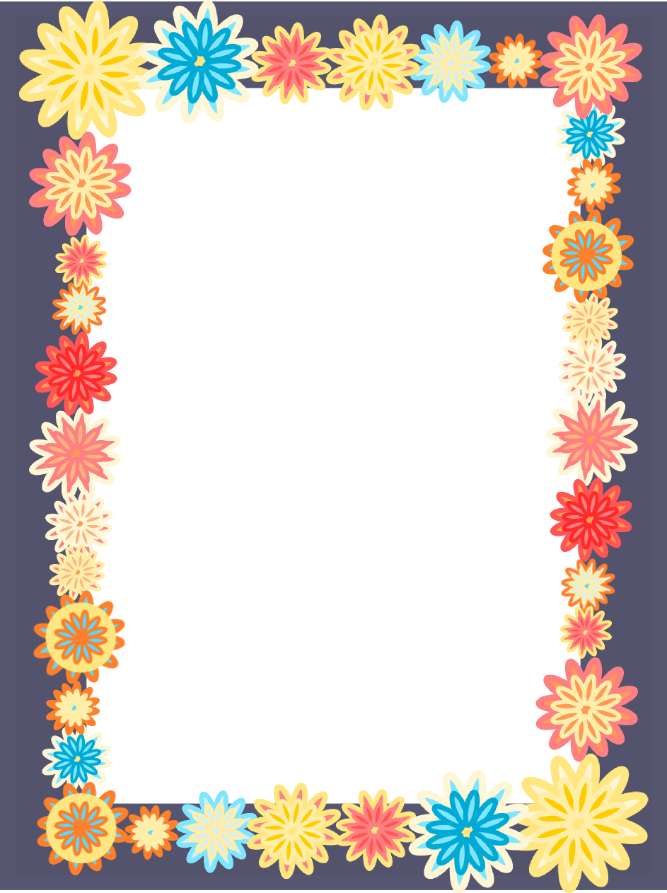 Free Digital Scrapbooking Flower Frame - Colorful Flower Borders And Frames (943x1262)