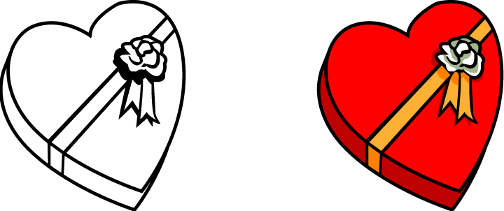 Download Valentines Day Clip Art ~ Free Happy Valentine - Heart Shaped Chocolate Box Drawing (720x302)