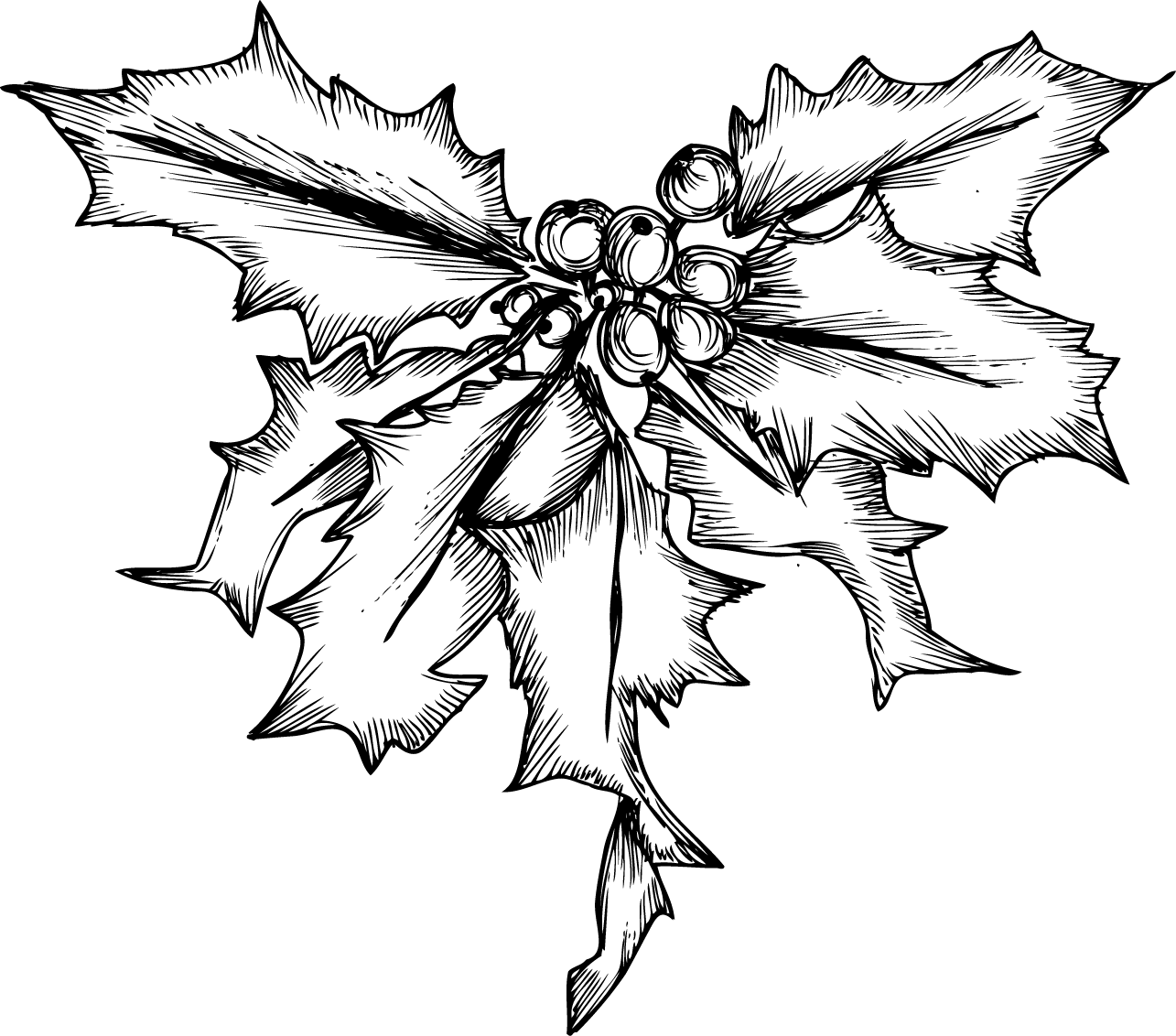 Holly Mistletoe Christmas Illustration - Dibujos De Navidad (1285x1132)