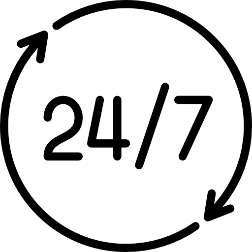 24 Hour Service - 24 7 Clip Art Black And White (512x512)