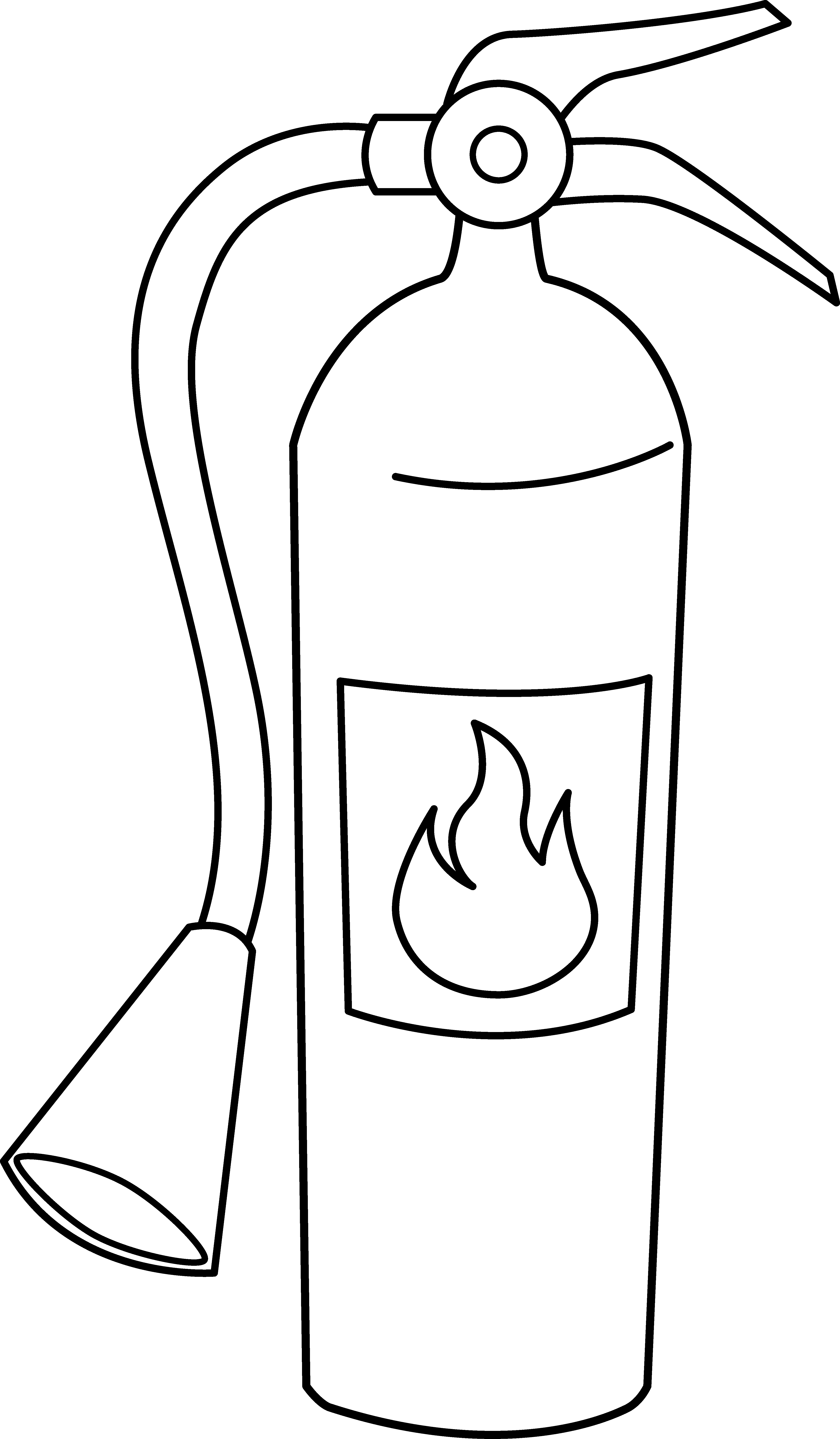 Fire - Clipart - Black - And - White - Draw A Fire Extinguisher (4347x7443)