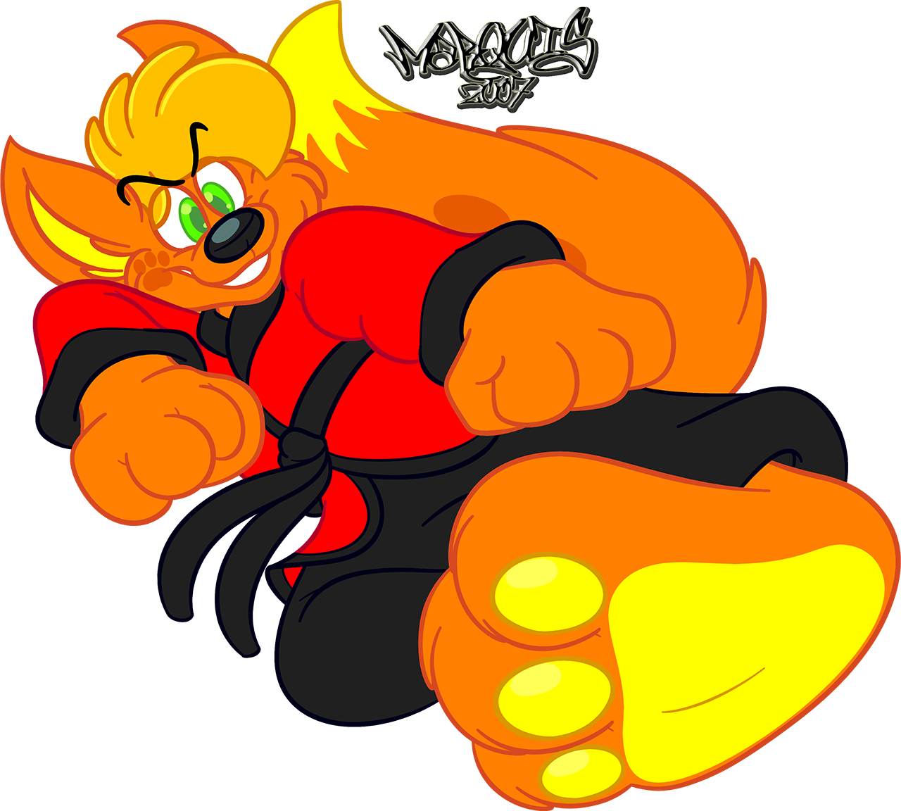 Flying Running Ninja Kick - Cartoon (1280x1152)