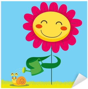 Vinilo Pixerstick Flor Feliz Ducharse Un Caracol Linda - Happy Flower (400x400)