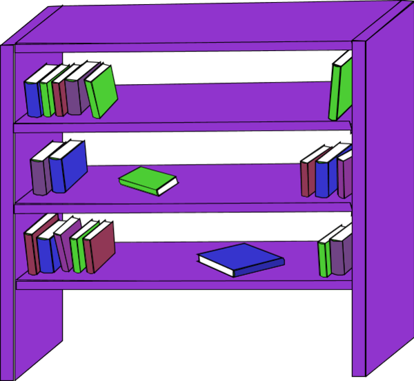 Books On Shelf Clip Art - Shelves Clipart (600x553)