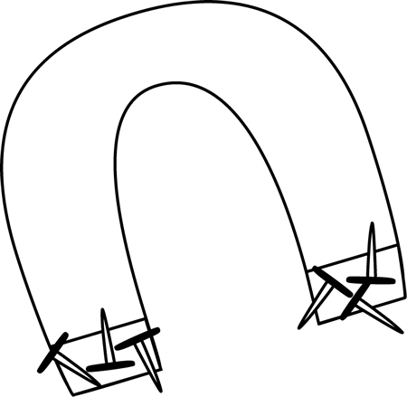 Black And White Magnet With Nails Clip Art - Black And White Magnets (450x439)