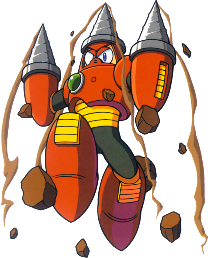 Drill Man Is One Of The Eight Robot Masters From Mega - Mega Man Drill Man (716x874)