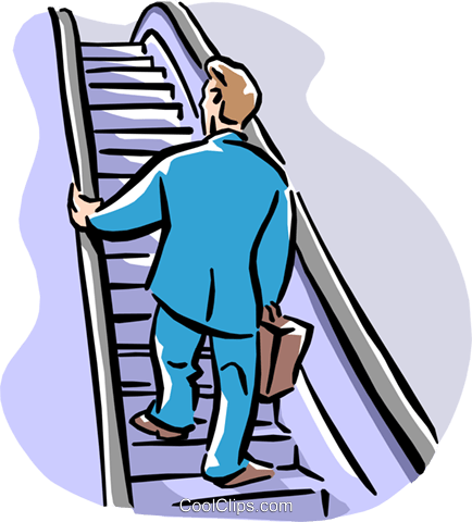 Man Going Up Escalator - Clip Art Escalator (434x480)